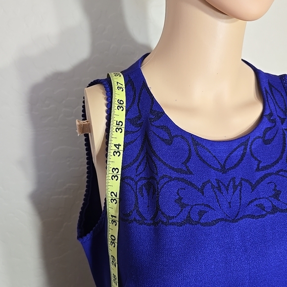 St John Evening Dress Size 8 Purple With Black Pattern Stunning!! - Picture 7 of 13